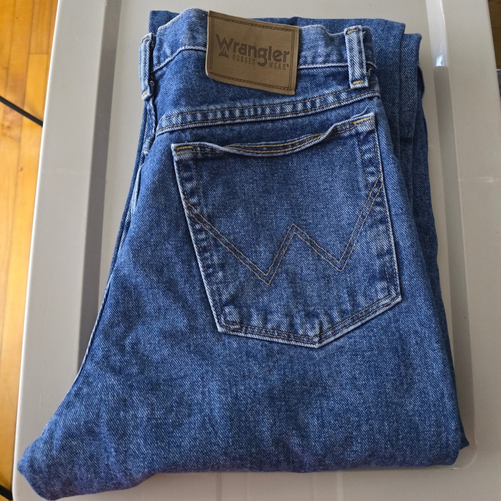 Wrangler Rugged Wear Regular Fit Jeans Men's 32x34 Blue Straight Leg Denim